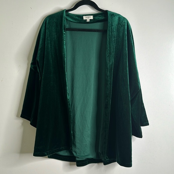 Umgee velvet green cardigan 3/4 sleeves size large - Picture 1 of 5